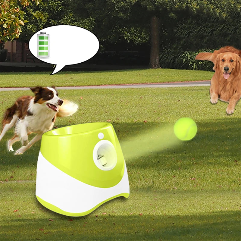 Dog Tennis Launcher Automatic Pet Dogs Chase Toy Mini Tennis Throwing Pinball Machine Fun Interactive Throw Rechargable Catapult